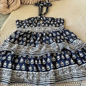 Cupshe Navy and White Halter Dress